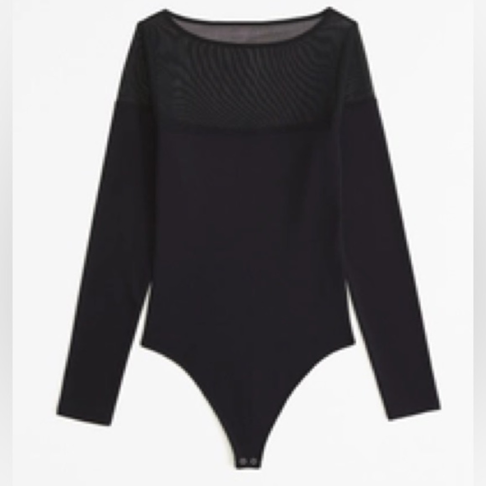 Abercrombie & Fitch Long-Sleeve Mesh Crew Bodysuit